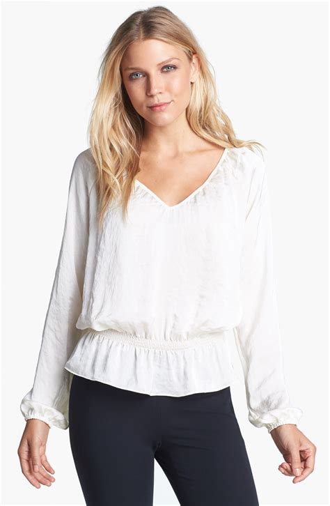 michael kors women's white shirt|Michael Kors smocked waist top.